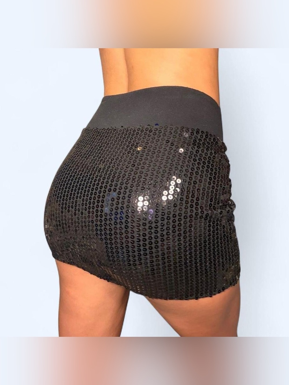Y2K Black Sequin Mini Skirt by Lily White!